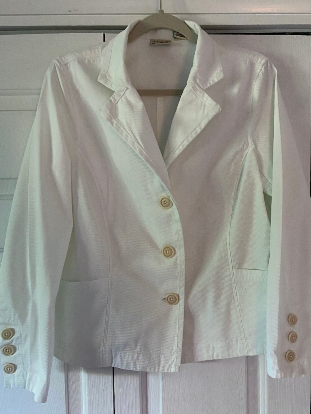 L.L. Bean White Cotton Twill Blazer Jacket